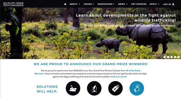 Screenshot of Wildlife Crime Tech Challenge site